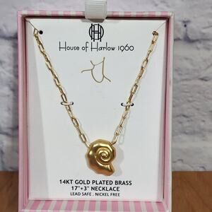 House Of Harlow 1960 14 KT Gold Plated 17 "+ 3 " Seashell Necklace